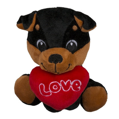 Peluche Cani Seduti Cuore San Valentino Love (Rottweiler) Plush Dogs Heart 14Cm