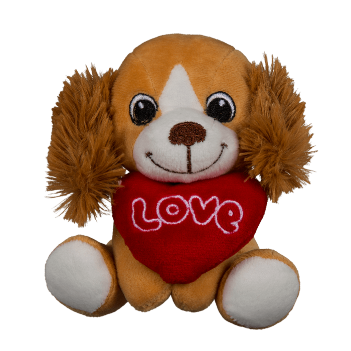 Peluche Cani Seduti Cuore San Valentino Love (Display 12 Cani) Plush Dogs 14Cm