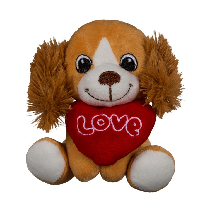 Peluche Cani Seduti Cuore San Valentino Love (Cocker) Plush Dogs With Heart 14Cm