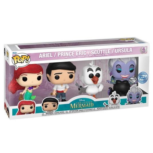 Funko Pop ! Disney (4 Pack) Ariel-Prince Eric-Scuttle-Ursula Special Diamond