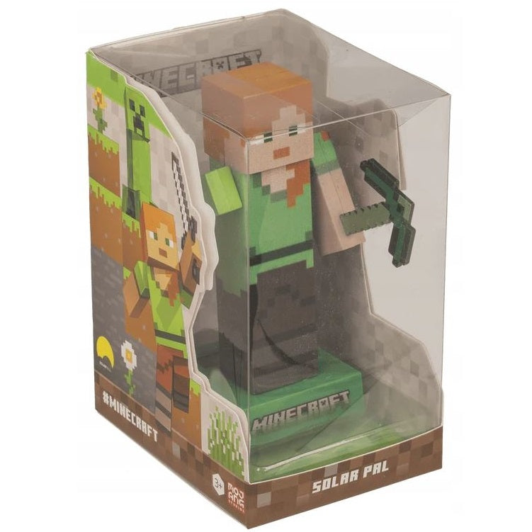 Minecraft: Solar Pal - Alex - Decorazione ad Energia Solare - Statuetta solare su base di plastica