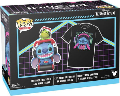 Funko Pop ! + Tees Disney Lilo And Stitch - Stitch Gamer With Frog Figure 9Cm