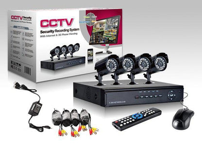 Kit Videosorveglianza 4 Telecamera Infrarossi + Dvr + Alimentatore Cavi Completo