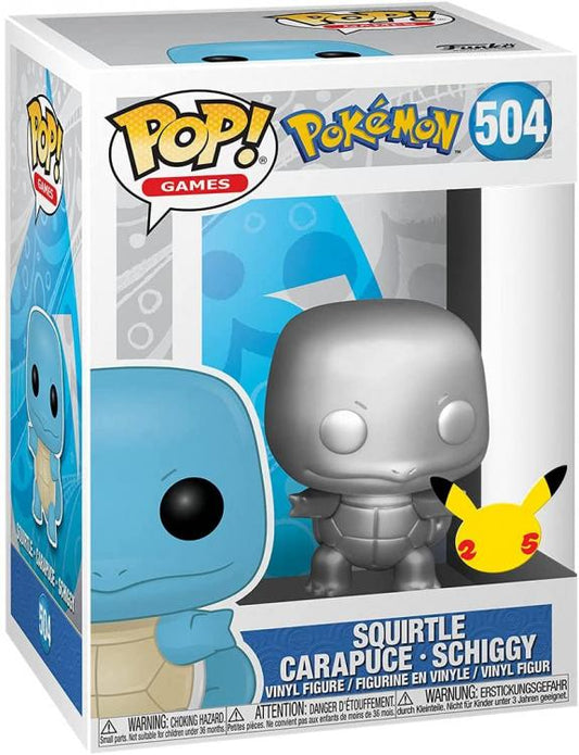 Funko Pop ! Games Pokemon (504) Squirtle Silver Metallic Vinyl Figure Statuetta