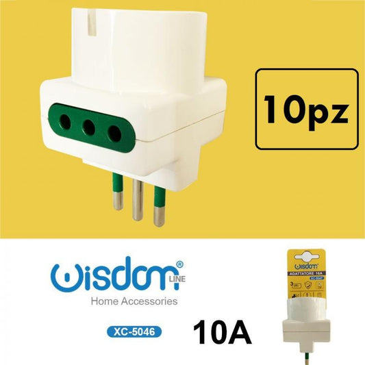 10pz ADATTATORE TRIPLA SPINA S11 P30 10A 2 PRESE BIPASSO 10/16A+ 1 SCHUKO 10/16A