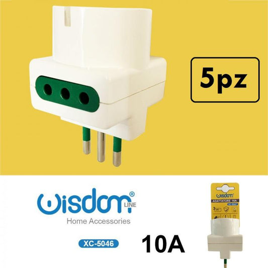 5pz ADATTATORE TRIPLA SPINA S11 P30 10A 2 PRESE BIPASSO 10/16A + 1 SCHUKO 10/16A