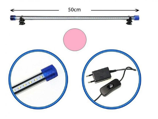 Barra Led Lampada Neon Per Acquario Impermeabile Immersione Luce ROSA 50CM