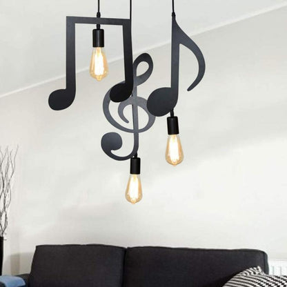 Lampadario A Sospensione Portalampada Nero Led A Nota Musicale Moderno E27 B01N1