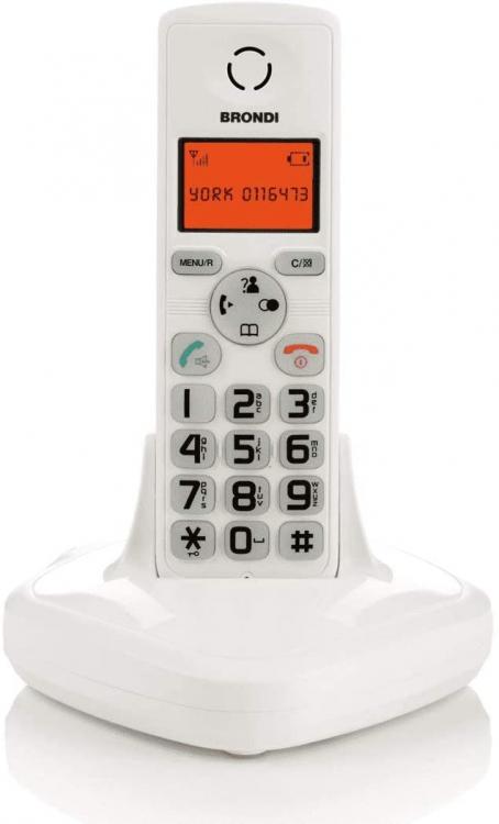 BRONDI TELEFONO CORDLESS YORK BIANCO SENZA FILO PORTATILE UFFICIO HOTEL NEGOZIO