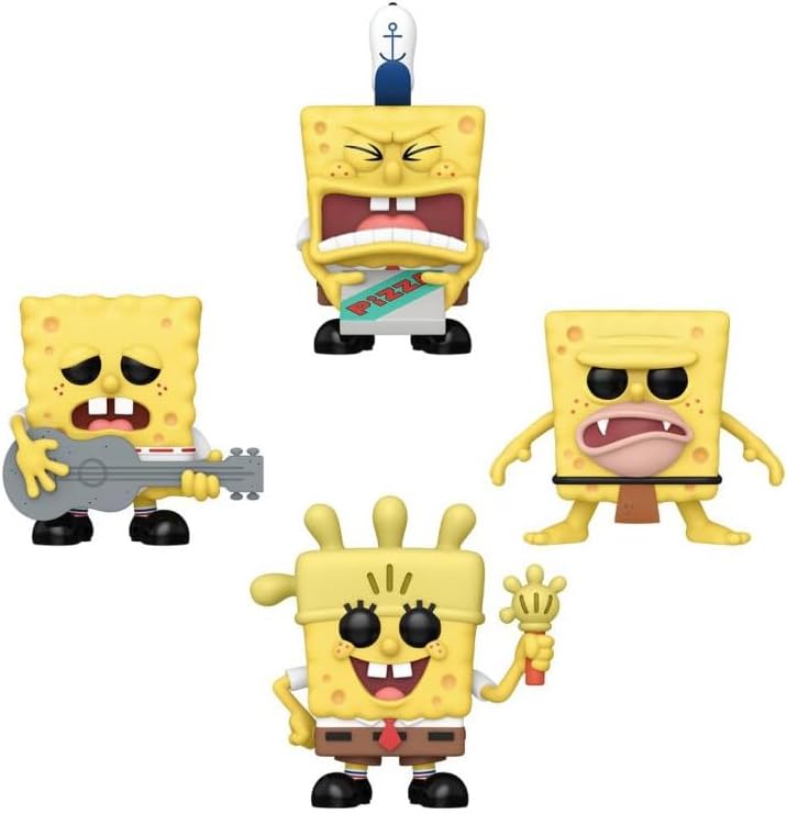 Funko Pop ! Ripped Pants / Krusty Krab Pizza / Caveman / Glove World Spongebob (4Pack Glow)