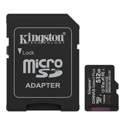 Kingston Canvas Select Plus SDCS3/512GB Scheda di memoria Micro SD 512GB microSDXC Gen3 150MB/s A1 Adattatore SD incluso