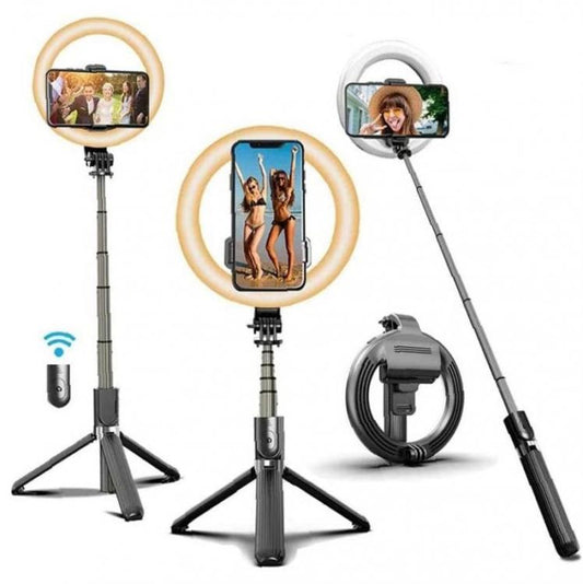 ANELLO LUMINOSO LED RING con ASTA SELFIE TREPPIEDI LUCE per TELEFONO TIK TOK L07
