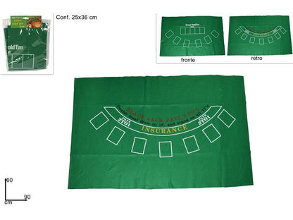 Panno Copritavolo Per Tavolo Da Poker Texas Blackjack Fiches Carte Verde 60X90
