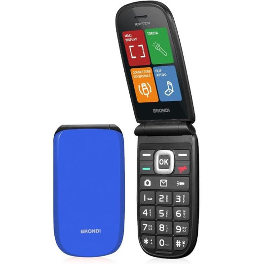 BRONDI RAPTOR CELLULARE GSM FLIP DISPLAY DUAL SIM FOTOCAMERA 1.3MP BLU