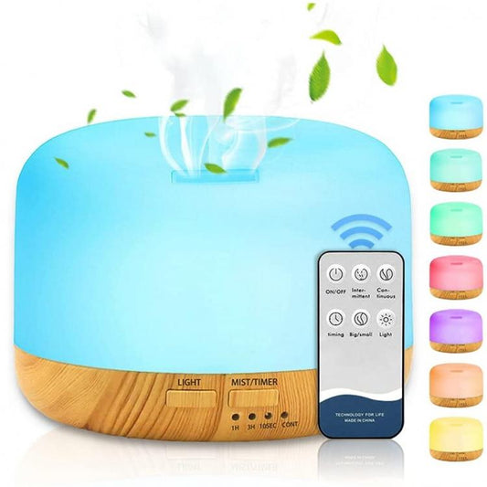DIFFUSORE OLI AROMI UMIDIFICATORE AROMATERAPIA 600ML LAMPADA LED CON TELECOMANDO