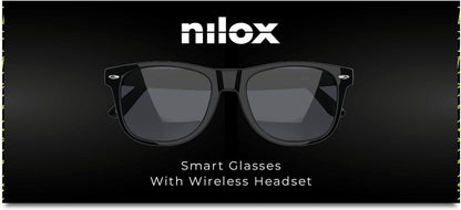 Nilox Occhiali Smart Audio Open-Ear con Altoparlanti Integrati, Controllo Vocale Siri e Google, Autonomia 5 Ore, Filtro Luce Blu, Design Leggero e Impermeabile IPX4
