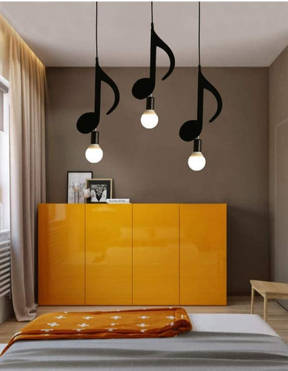 Lampadario A Sospensione Portalampada Nero Led 2 Nota Musicale Moderno E27 B01N3