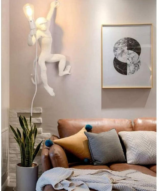 APPLIQUE DA PARETE SCIMMIA BIANCO ATTACCO E27 A MURO DECORATIVO DESIGN MODERNO