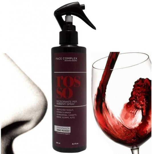 3pz FACE COMPLEX DEODORANTE SPRAY AMBIENTE AUTO SCARPE PROFUMO VINO ROSSO 250ml