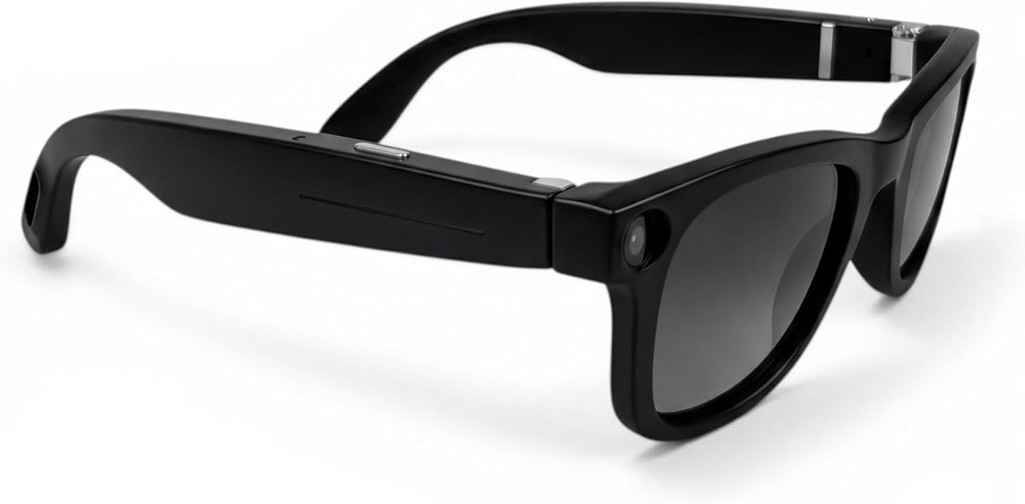 Nilox Occhiali Smart Video con Fotocamera 8MP, Registrazione Full HD UV400, Audio Open-Ear, Lenti Intercambiabili Trasparenti e Solari, Filtro Luce Blu, Autonomia Fino a 18 Ore