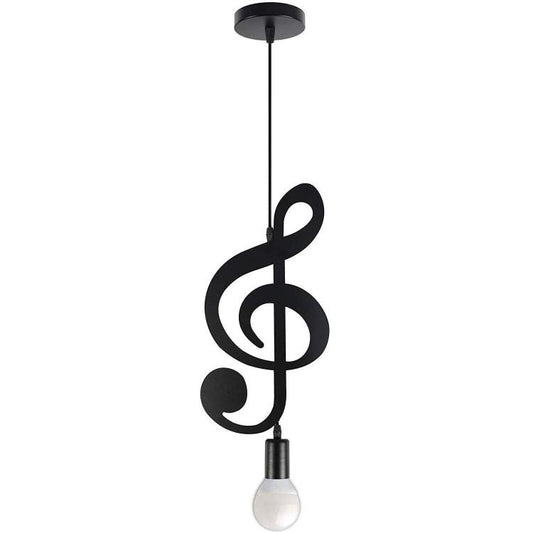 Lampadario A Sospensione Portalampada Nero Led A Nota Musicale Moderno E27 B01N1
