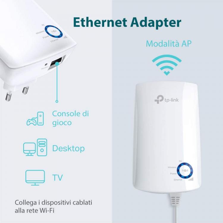 Tp-Link Ripetitore Extender Wireless Tl-Wa854Re Presa Wifi E Access Point Ps4