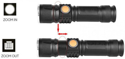 Mini Torcia Tattica Militare Cree Luce Led T6 Xenon Zoom Ricaricabile Usb Caccia