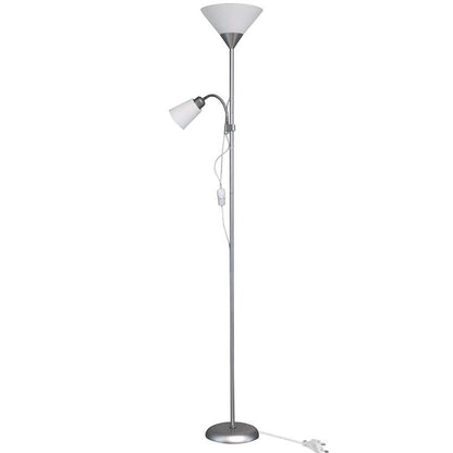Lampada Piantana Led Da Terra 2 Luci E27 Braccio Flessibile Lettura Divano D23-A