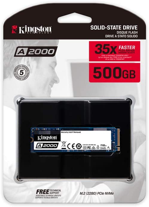 Kingston A2000 Sa2000M8/500G Nvme Pcie Ssd 500G 500 Gb Chiavetta Memoria Pc