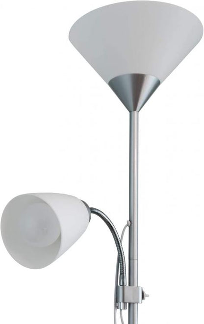 Lampada Piantana Led Da Terra 2 Luci E27 Braccio Flessibile Lettura Divano D23-B