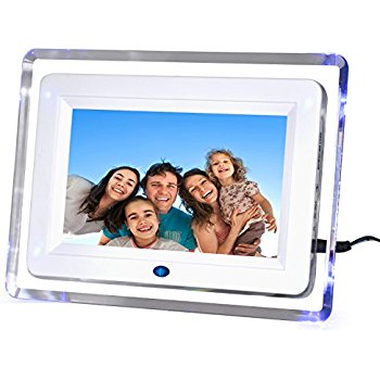 CORNICE DIGITALE 7 USB FOTO VIDEO MONITOR MP3 JPG SD AVI TELECOMANDO BIANCA NERA