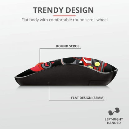 Trust Mouse Ottico Sketch Silent Click Silenzioso Wireless Usb Senza Filo Rosso