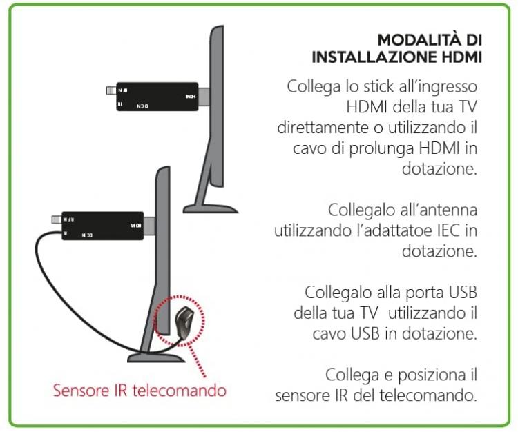 DIGIQUEST DECODER DIGITALE TERRESTRE XO Stick DVB-T2 HDMI USB TV FULL HD MINI