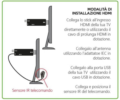 DIGIQUEST DECODER DIGITALE TERRESTRE XO Stick DVB-T2 HDMI USB TV FULL HD MINI