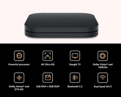 Xiaomi Mi Tv Box S2 Gen. 4K 2+8Gb Uhd Dazn Netflix Hd Wi-Fi 2Gb Ram+ 8Gb Nero