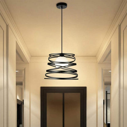 Lampadario Moderno A Sospensione Fasce Intrecciate Ferro Attacco E27 Filo 120Cm