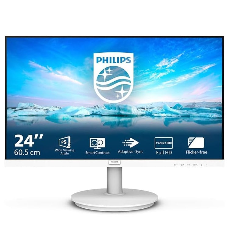 Philips Monitor 24" Full Hd Led Vga Hdmi 241V8AW FHD 100Hz Bianco