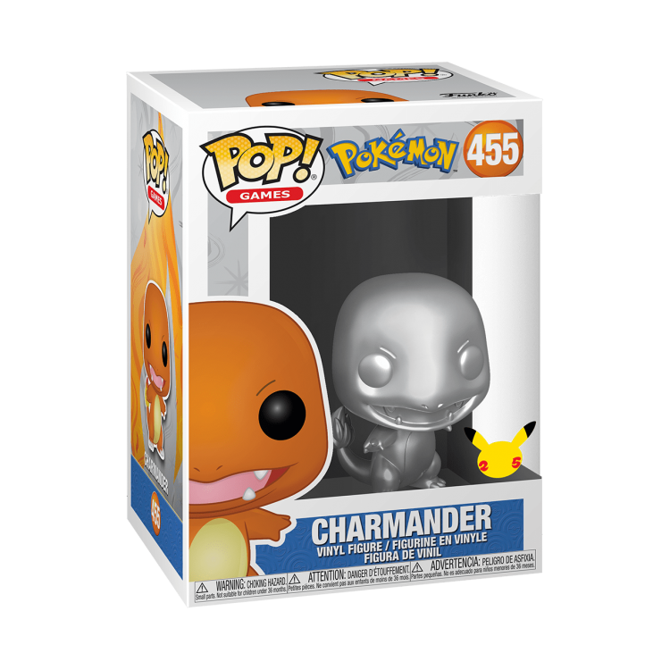 Funko Pop Pokemon 455 - Charmander Silver Metallic Vinyl Action Figure Statuetta