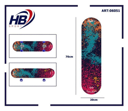 Hb Sport Skateboard Completo Ragazzi/Adulto Unisex Skate In Legno Colorato 70Cm
