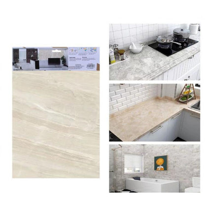 ADESIVO CARTA DA PARATO 3D EFFETTO MARMO AVORIO PANNELLO SPUGNA 30X60CM |TX-9982