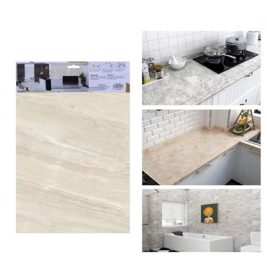 ADESIVO CARTA DA PARATO 3D EFFETTO MARMO AVORIO PANNELLO SPUGNA 30X60CM |TX-9982