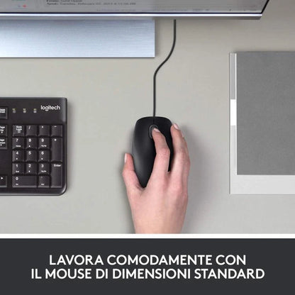 Logitech B100 Mouse Ottico Cablato Con Filo Usb 800 Dpi Ambidestro Windows Mac