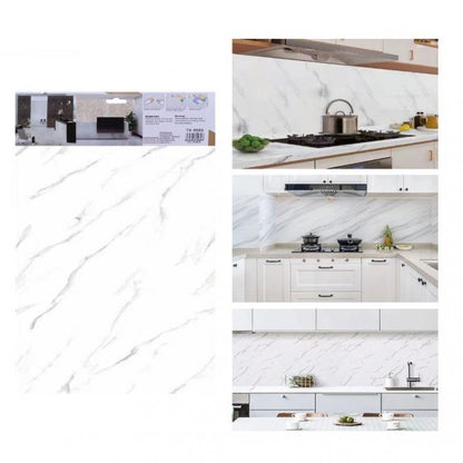 ADESIVO CARTA DA PARATO 3D EFFETTO MARMO BIANCO PANNELLO SPUGNA 30X60CM |TX-9985