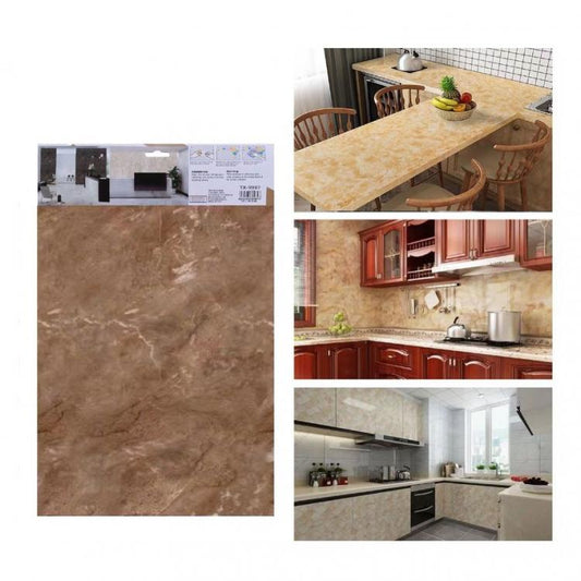 ADESIVO CARTA DA PARATO 3D EFFETTO MARMO BROWN PANNELLO SPUGNA 30X60CM |TX-9987