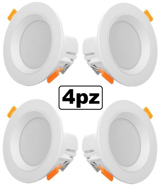 4x FARETTO INCASSO LED 5W 3in1 LUCE BIANCA FREDDA NATURALE CALDA SOFFITTO MOLLA