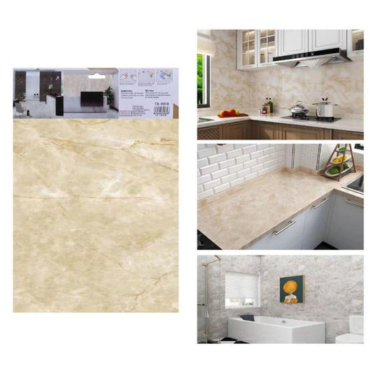 ADESIVO CARTA DA PARATO 3D EFFETTO MARMO DORATO PANNELLO SPUGNA 30X60CM |TX-9578