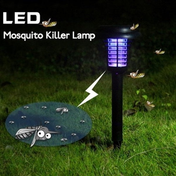 2 Lampada Led Solare Esterno Trappola Per Zanzare Zanzariera Elettrica Picchetto