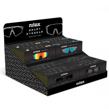 Nilox Occhiali Smart Audio Open-Ear con Altoparlanti Integrati, Controllo Vocale Siri e Google, Autonomia 5 Ore, Filtro Luce Blu, Design Leggero e Impermeabile IPX4