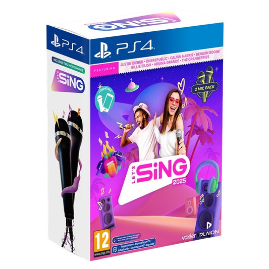 Let's Sing 2025 + 2 Microfoni Bundle Ps4 Videogioco Playstation 4 Nuovo Karaoke