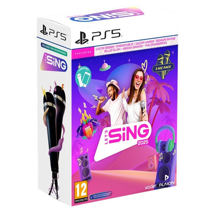 Let's Sing 2025 + 2 Microfoni Bundle Ps5 Videogioco Playstation 5 Nuovo Karaoke